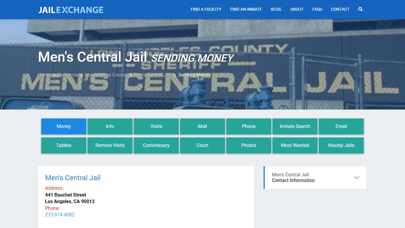 Send Money to Inmate - Men's Central Jail, CA - Jail Exchange