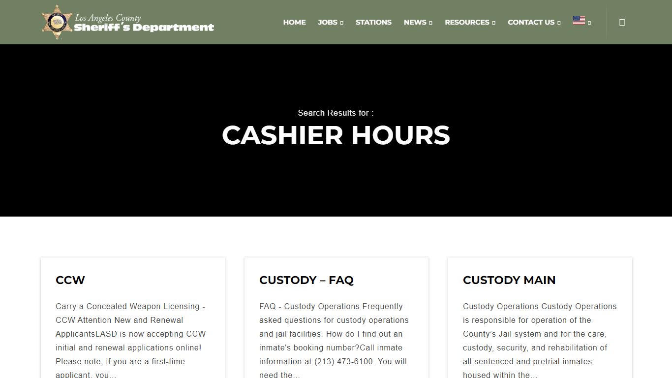 Search Results for “Cashier hours” | Los Angeles County Sheriff's ...